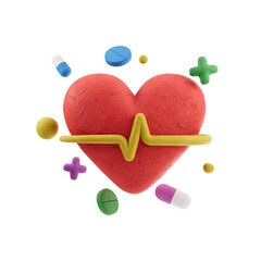  Heart Beat ,3D Medical clay style Icon Pack