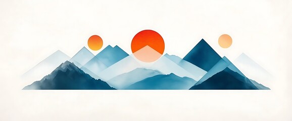 Serene Minimalist Mountain Sunrise Landscape