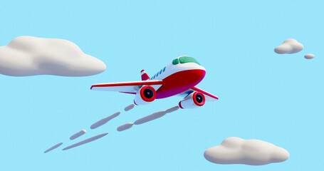3D model plane in abstract and minimalistic style. Set of icons from different angles with transparent background. Flying isolated through the clouds, office and powerpoint style graphics © Cian