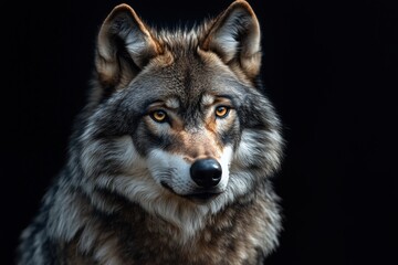 Fototapeta premium beautiful wolf on a black background