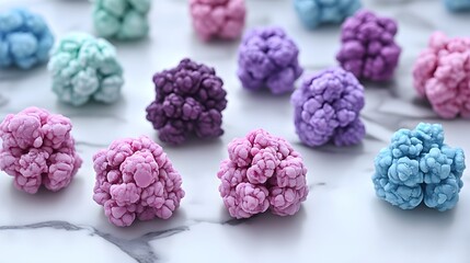 Colorful Abstract Candy Clusters on Marble Background