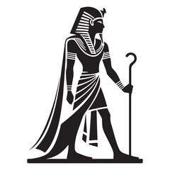 Commanding Pharaoh silhouette, the face of Egyptian rule - Pharaoh illustration - Pharaoh vector - Egyptian ruler silhouette - Egyptian silhouette

