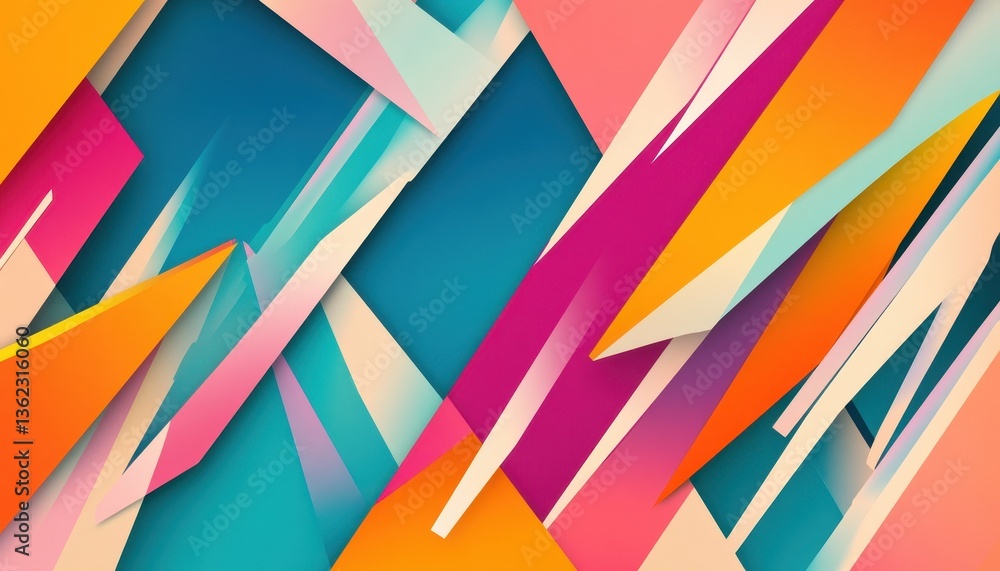 Poster Abstract Geometric Background with Vibrant Colors and Dynamic Shapes