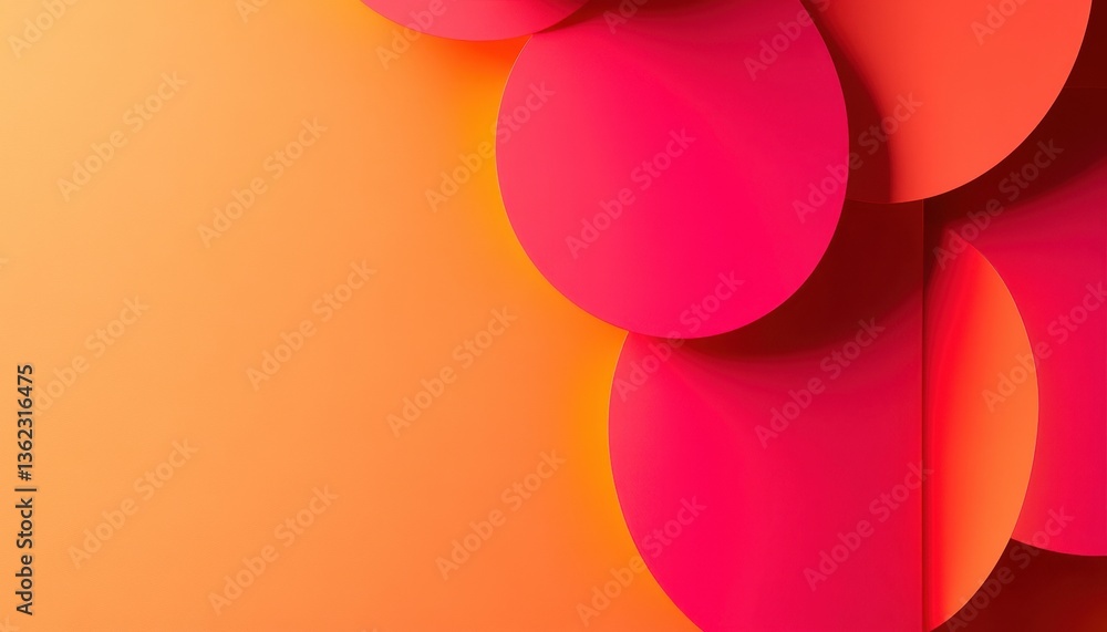 Aufkleber Abstract Geometric Composition with Overlapping Red and Orange Circles