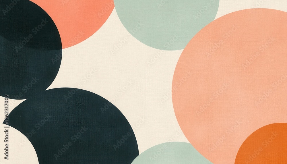Aufkleber Abstract Geometric Pattern with Overlapping Circles and Soft Pastel Colors