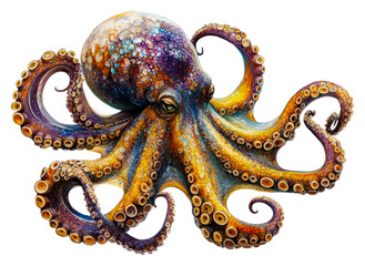 Obraz premium Vibrant octopus display underwater scene ocean isolated on transparent background