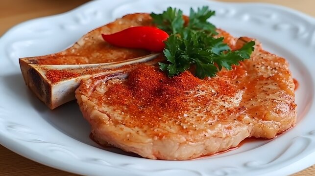 Delicious Grilled Bone-in Steak with Paprika and Parsley - Powered by Adobe
