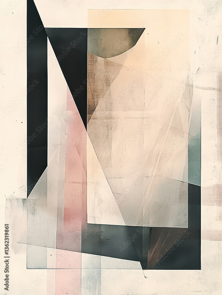 Poster craft an elegant minimalist abstract composition with muted colors and subtle lines.