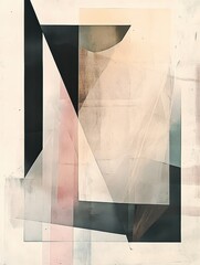 Craft an elegant minimalist abstract composition with muted colors and subtle lines.