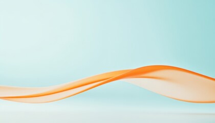 Abstract Orange Fabric Wave on Light Blue Background