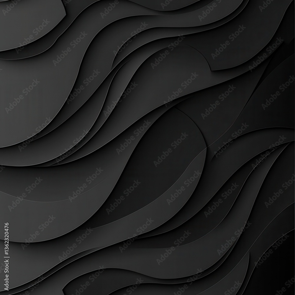 Poster artistic black background with abstract shapes, sleek and modern abstract vector with wavy paper cut