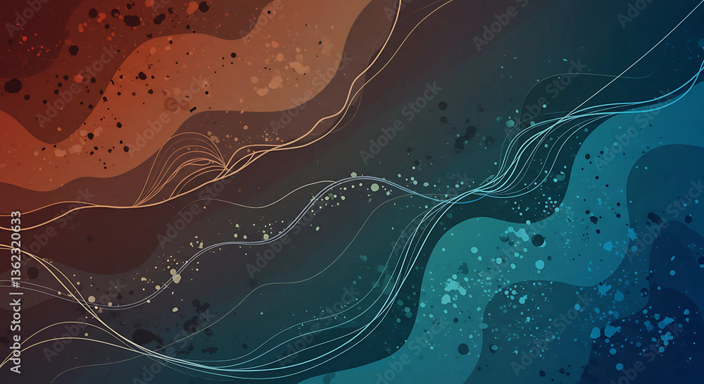 Poster abstract background with wavy lines and color gradients