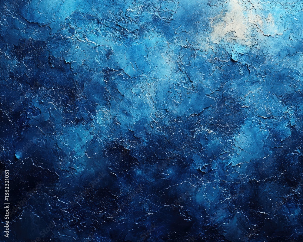 Poster abstract blue textured background with deep oceanic hues and intricate patterns