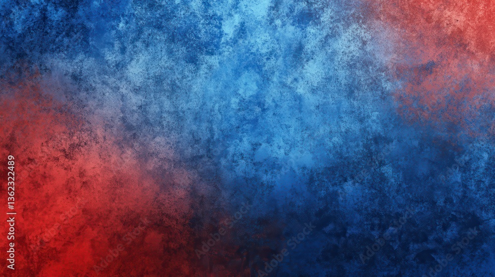 Poster modern and simple blue and red gradient colors background with grain rough texture illustration