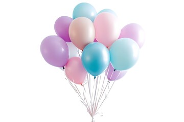Pastel Balloon Bouquet, Isolated on White