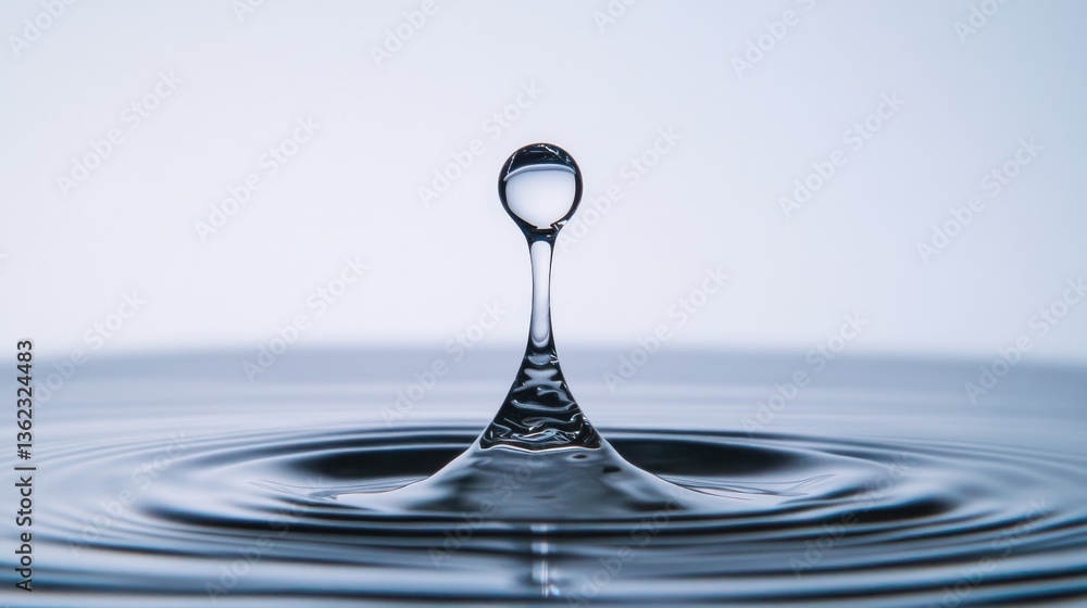 Aufkleber elegant water drop creating ripples in calm surface, capturing fluid motion and serenity in crystal 