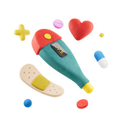 Digital Thermometer,  3D Medical clay style Icon Pack