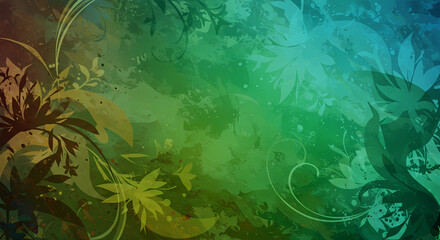 Abstract floral design with green and blue color gradient