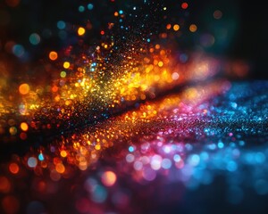 Obraz premium Vibrant abstract light patterns with sparkling colors reflecting in a dark space