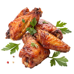 juicy fried chicken drumsticks with crunchy texture, crispy fried chicken pieces with golden breading isolated transparent background png