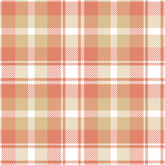 Rich White and Rich Dark Peach Seamless Tartan Textile Design