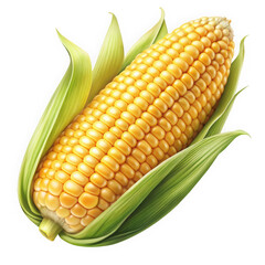 Vibrant, fresh corn on the cob, showcasing its bright yellow kernels surrounded by green husks, symbolizing summer and harvest.