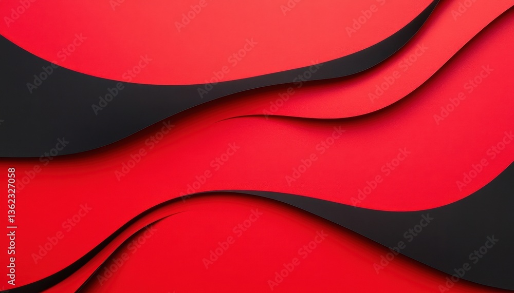 Poster abstract red and black paper wave texture background