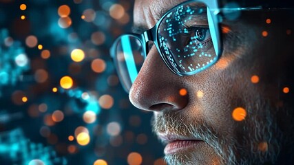 Close-up of a focused scientist analyzing DNA strands with digital effects - Powered by Adobe