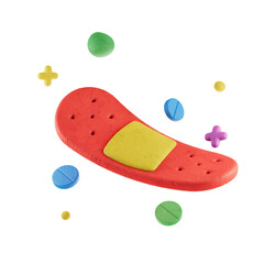 Bandage, Band-aid,  3D Medical clay style Icon Pack