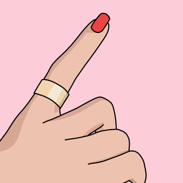 Hand with Red Nail Pointing Illustration