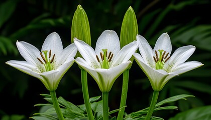 Fototapeta premium White Lilies Close-up Garden