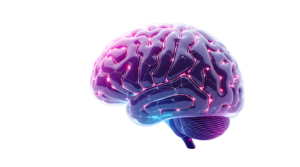 Futuristic Human Brain Isolated Transparent Background, PNG – AI, Neuroscience, and Cognitive Science Concept Illustration