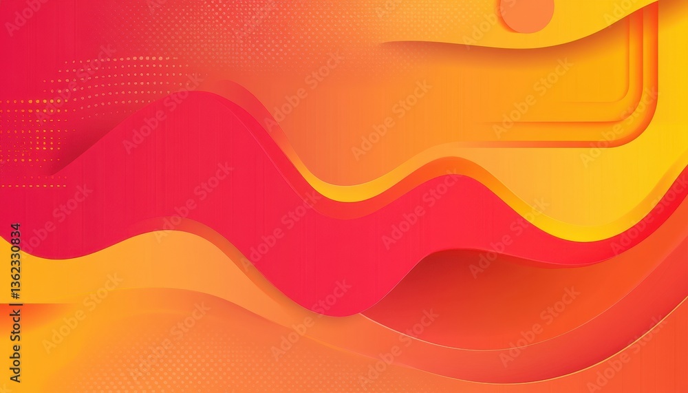 Aufkleber abstract warm-colored waves background: dynamic orange red gradient texture