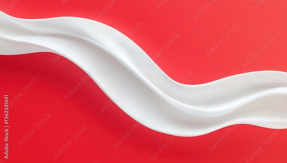 Aufkleber abstract white wave on red background