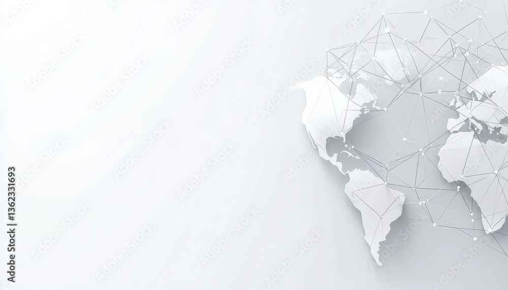 Poster Abstract World Map Paper Texture Global Network Connections