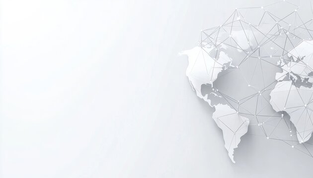 Abstract World Map Paper Texture Global Network Connections