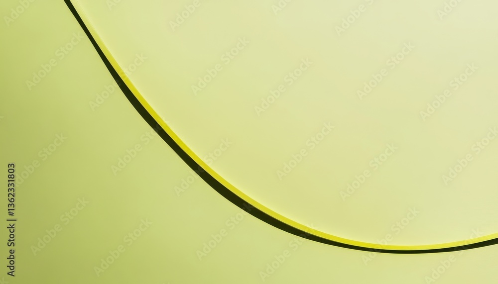 Poster Abstract Yellow and Green Fluid Curve on Pastel Background