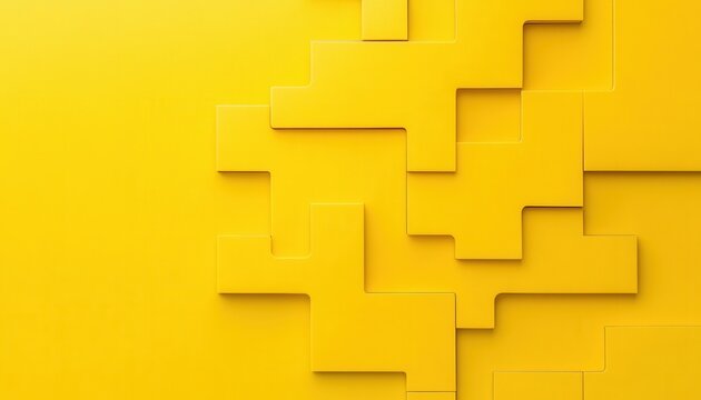 Abstract Yellow Geometric Blocks Background Texture