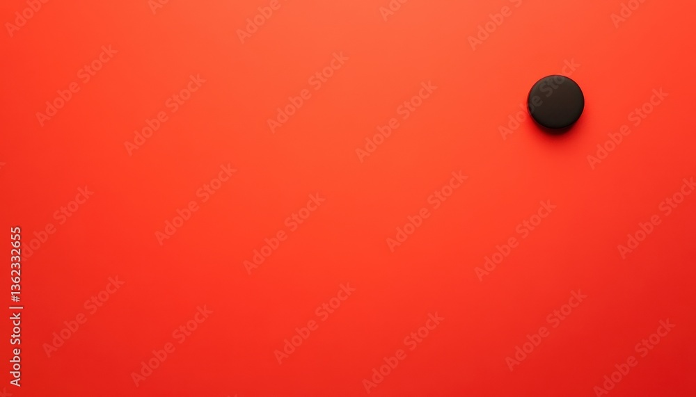 Poster black circle on red background minimalist design