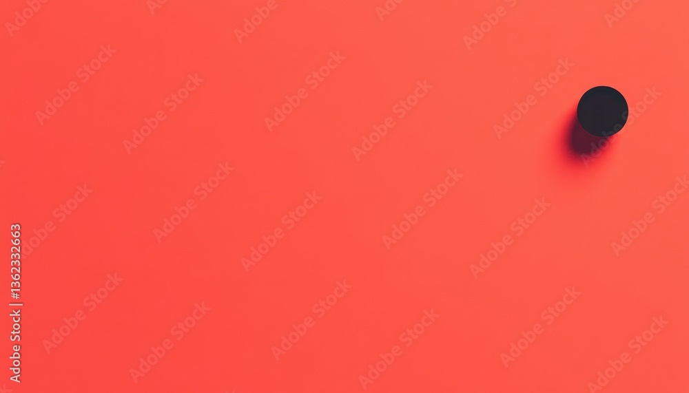 Poster black circle on red background minimalist design
