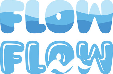 Logo FLOW Typography Illustration with a Touch of Water