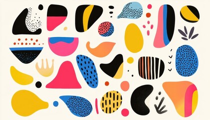 Colorful Abstract Shapes Composition with Geometric and Organic Elements