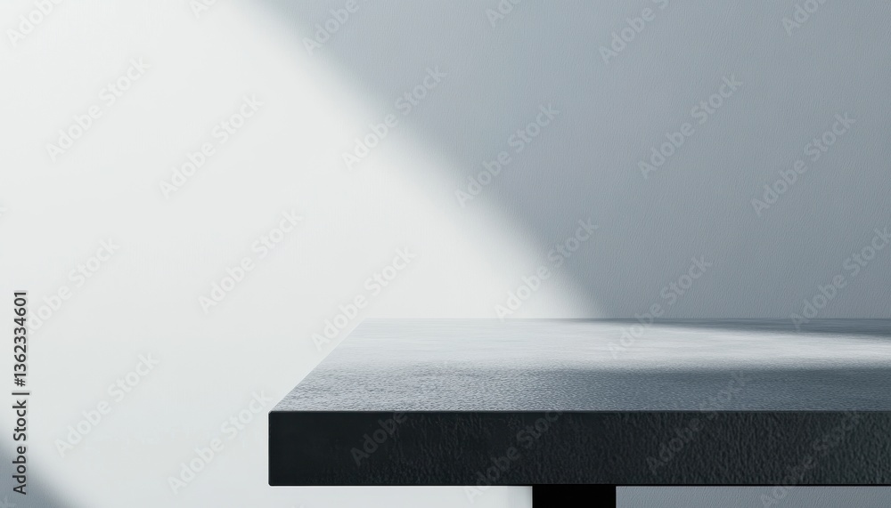 Poster dark grey concrete tabletop with sunlight shadow minimal product display