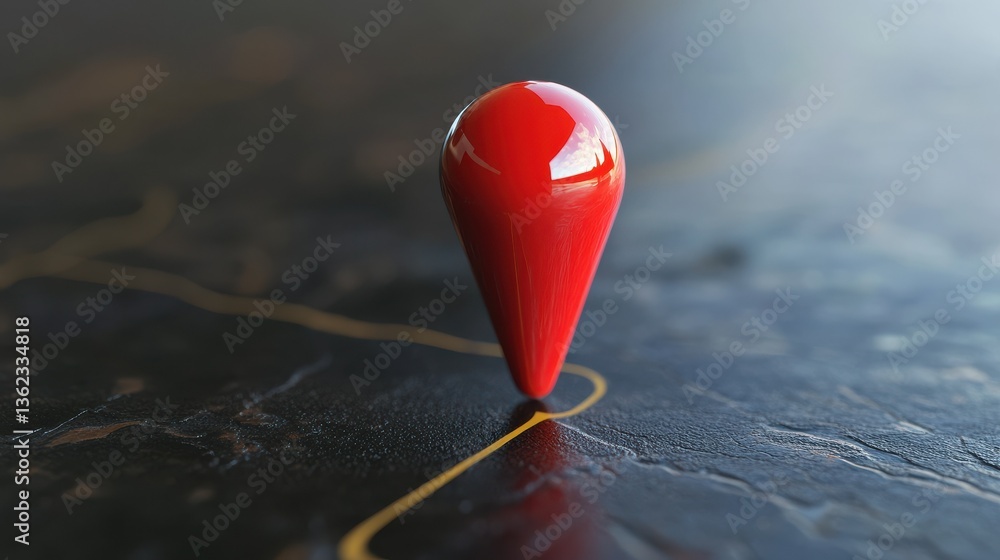 Poster a shiny red pin for pinning the location of the delivery or telling the location of the coordinates,