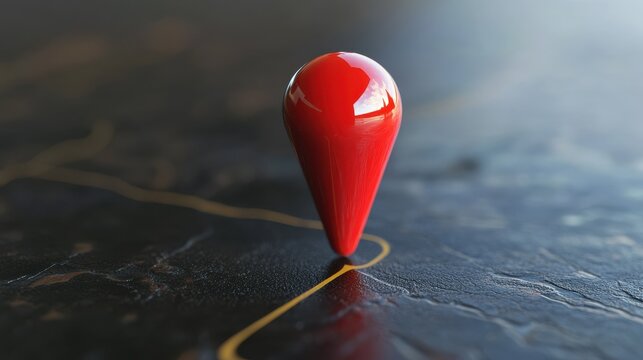 A shiny red pin for pinning the location of the delivery or telling the location of the coordinates,illustration 3d render illustration