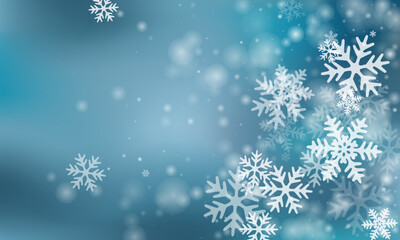 Minimal heavy snowflakes wallpaper. Winter speck crystallic shapes. Snowfall sky white teal blue backdrop. Blurred snowflakes february texture. Snow hurricane scenery.