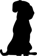silhouette dog sitting on white background, vector