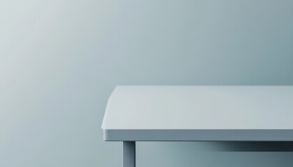Empty White Table Against a Light Grey Wall