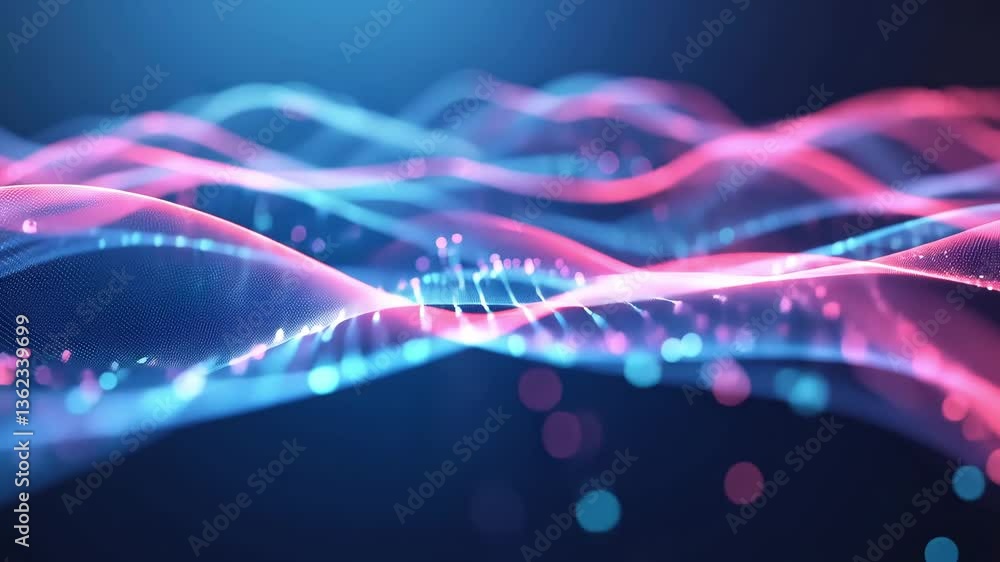 Poster abstract digital wave patterns with bright colorful light effects