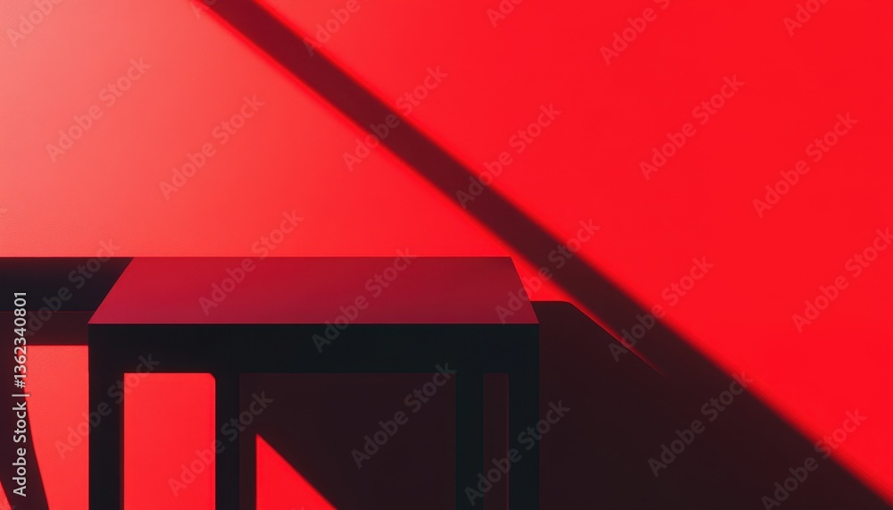 Aufkleber red table and wall with diagonal shadow